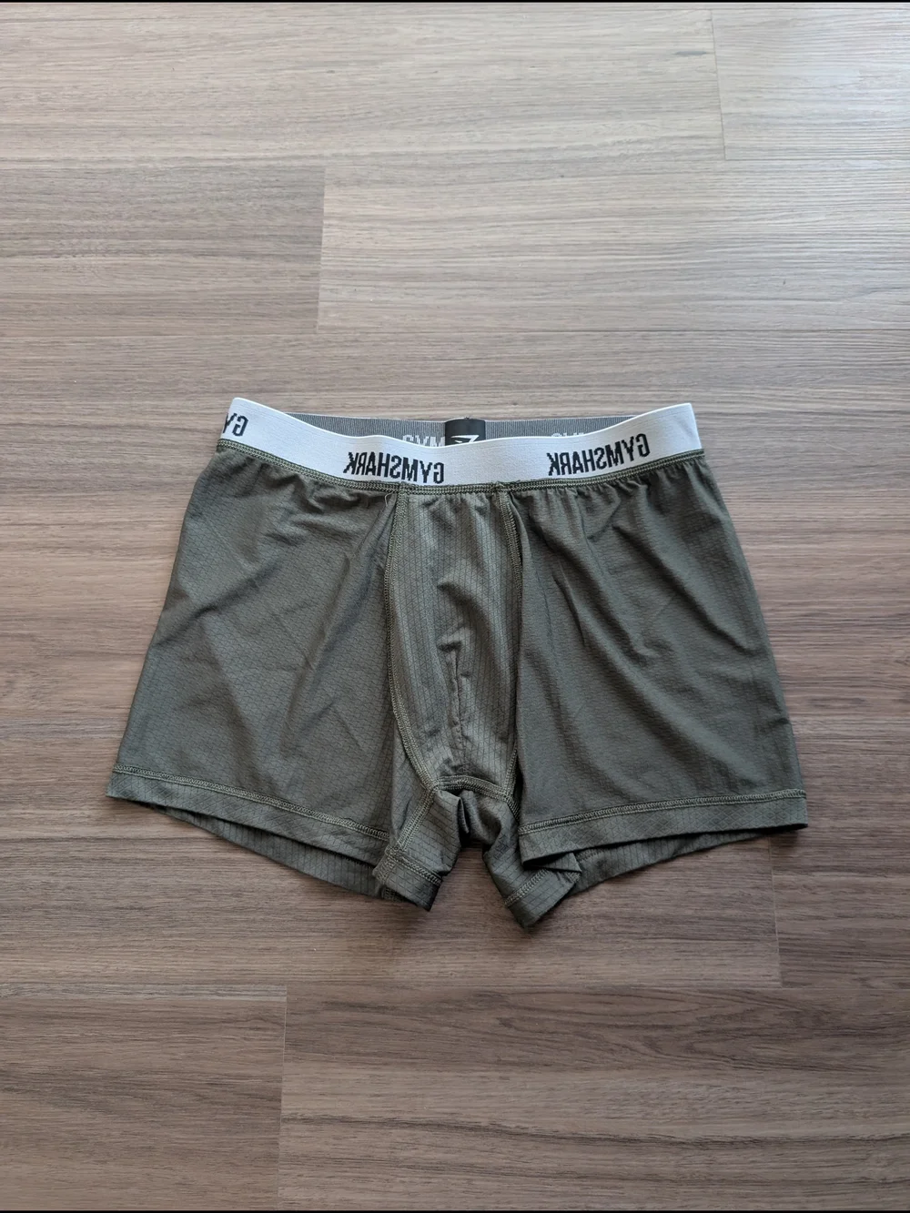 Gymshark Olive Performance Boxer Briefs with Grey Waistband